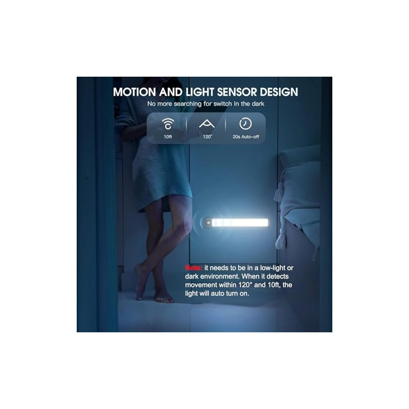 MCGOR Rechargeable Motion Sensor Under Cabinet Lighting - 2 Pack