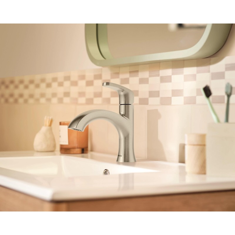 Moen Karis Spot Resist Brushed Nickel One-Handle Single Hole Bathroom