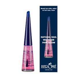 Herome Natural Nail Whitener (Nail Whitener) Pink Glow - Whitening Nail Polish - Accentuates the natural pink colour of the nail and the nail edges become white - 10 ml.