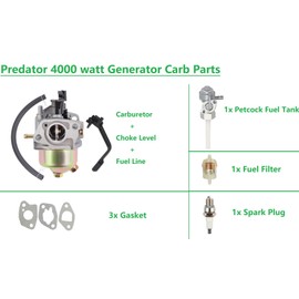 Annolai 4000 3500 Carburetor for Predator Generator Harbor Freight Chicago 3000 3500 3050 3200 4000 4375 Watts Gasoline Generator Generac 3250 3300 3600 Wen Westinghouse Duromax 196cc 200CC 212cc