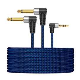 LDKCOK 3.5mm 1/8" Dual 6.35mm 1/4" TS Mono Stereo Y Cable Splitter Cord 5M, Ace 3 x 90 Degree Bend Design, Easy to Plug and Pull, Easy to Break Compatible for Smartphones, iPods, Sound Cards, CD