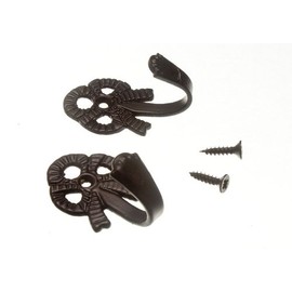 Curtain Tie Back Hold Back Hooks Small Bow 45 mm Black + Screws (2 Pairs)