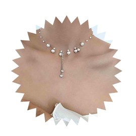 Allereya Vintage Pearl Dangle Necklace Crystal Drop Y Necklace Floating Pearl Chain Necklace Silver Rhinestone Y Lariat Necklace Jewelry for Women and Girls