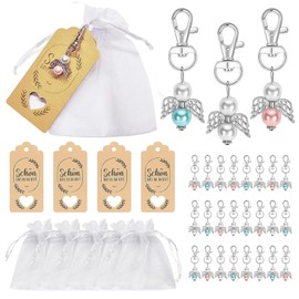 Ahaimy Pack of 24 Guardian Angel Pendants, Party Favours, Christening Wedding with Organza Bag and Kraft Paper Pendant, for Wedding, Christening, Christmas, Birthday, Confirmation