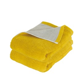 Imabari Face Towel, Certified 2 Piece Set, Thick, Water Absorbent, Made in Japan, 13.4 x 31.5 inches (34 x 80 cm), 100% Cotton, Reversible Mimosa x Gray