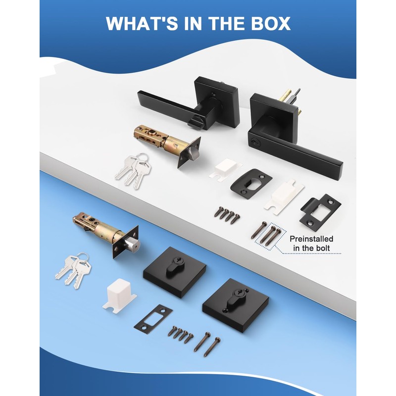 KNOBWELL 3 Pack Double Sided Keyed Entry Door Handles, Matte