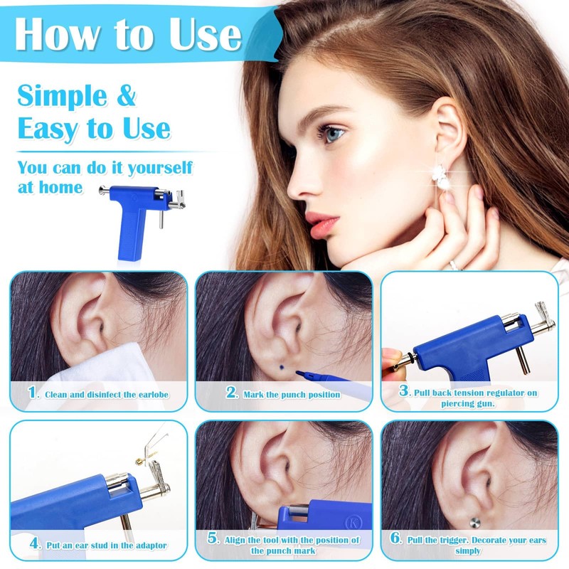 Ear Piercing Gun with Piercing Tools Kit, Professional Ear Nose
