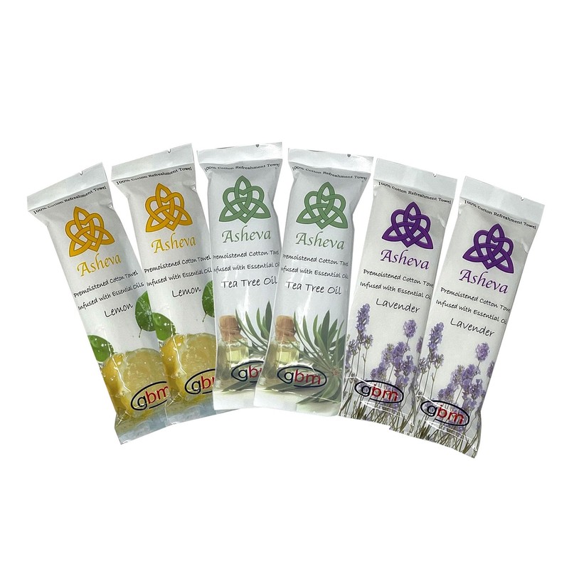 Asheva 8" x 9" Individually Wrapped Oshibori Disposable Towels -