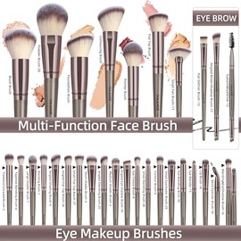 MAANGE Brochas de Maquillaje 51 Piece Set de Brochas para Maquillaje Multifuncional Kabuki Sintético Rubor Polvo Base Juego de Brochas para Viajes y U