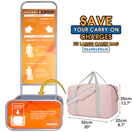 Narwey Hand Luggage Bag for Airplane Foldable Travel Bag Women's Weekender Bag Sports Bag Women Men Hand Luggage Suitcase Large, pink, Pink