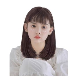 Oshare Kids Cute Princess Popular Classic Kids Princess Cut Semi Long Straight Full Wig, Lolita Daily Natural Princess Hair Wig, Bangs Wig (Dark Brown, M)