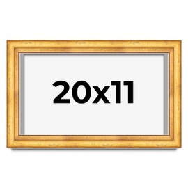 20x11 Shadow Box Gold Leaf Beveled Display Frame | Solid Wood | 1.75 Inch Deep | 1.75 Inch Moulding Width | Includes Shatter Resistant Acrylic Plexiglass, White Foam Board Backing and Hanging Hardware