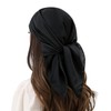 RIIQIICHY Womens Head Hair Scarf Black Like Satin Silk Scarf