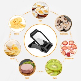 Yuzxaun - Cortador de huevos de acero inoxidable, multiusos, apto para lavaplatos, negro