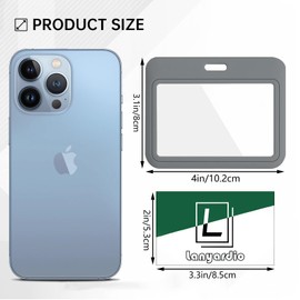 1 Pcs ID Badge Holder with Double-Sided Windows Horizontal Hard Plastic Case Gray Card Protector Pouch for Office School ID Credit Cards Proximity Key Cards Driver’s Licenses and Passes