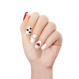 Completely Cured Gel Nail Stickers, 28pcs Gel Nail Strips, Protect from UV Because no Need UV Light lamp (Smile Heart 28 pcs)