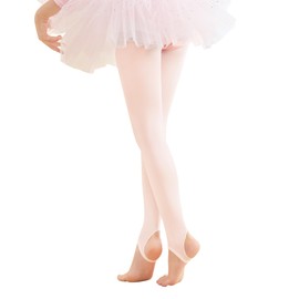 Phoeswan Ballet Tights for Girls, Stirrup Tights for Toddler Girls 4-5 Years, 60D Denier Ballet Pink Dance Tights for Ballet, School