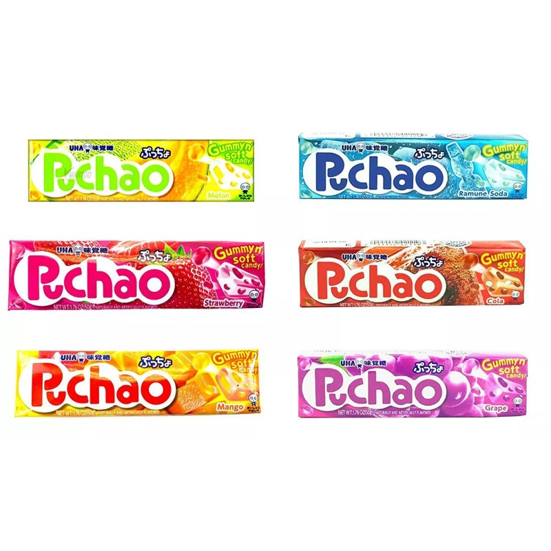 UHA Puccho Puchao Chewy Candy 1.76oz Cola Ramune Soda Grape