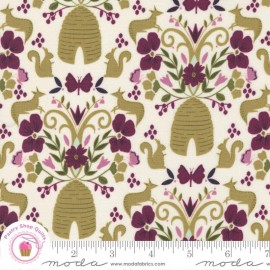 Moda WILD MEADOW 43131 11 Purple Beehive Floral SWEETFIRE ROAD Quilt Fabric - By the Half-Yard
