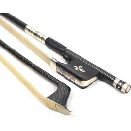 Yinfente 4/4 Cello bow Braided carbon fiber Ebony frog white Horse Hair Lightweight