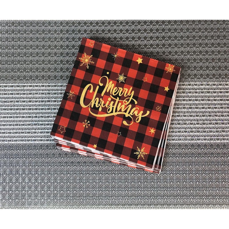 40pcs Christmas Napkins 2 Ply Red White Black Christmas Themed