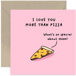 Old English Co. Wedding Anniversary Card for Couple - Humour Card For Husband Wife - Funny Pizza Anniversary Design - For Boyfriend Girlfriend Fiance Husband Wife | Blank Inside