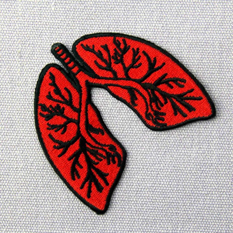 X-Ray Anatomical Lung Embroidered Applique Iron On Sew On Patch