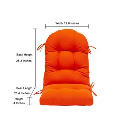 QILLOWAY Indoor/Outdoor High Back Chair Cushion for Adirondack,Spring/Summer Seasonal All Weather Replacement Rocking Chair Cushions. (Set of 2, Orange)