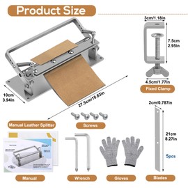 DIUDUS Leather Splitter, Leather Skiver Peeler, Manual Skiving Machine, Peeling Thinning Paring Machine Skiver with Blades for DIY Leathercrafting Tools