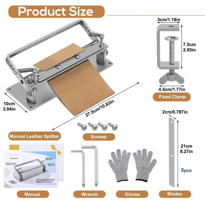 DIUDUS Leather Splitter, Leather Skiver Peeler, Manual Skiving Machine, Peeling