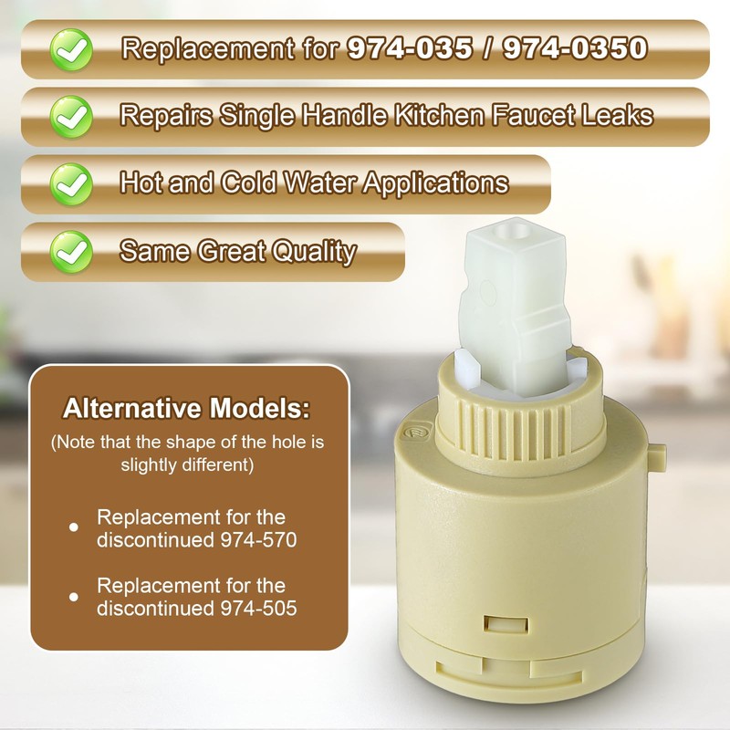 Enhon Single Lever Ceramic Disk Cartridge Compatible with 974-035/974-0350, Compatible