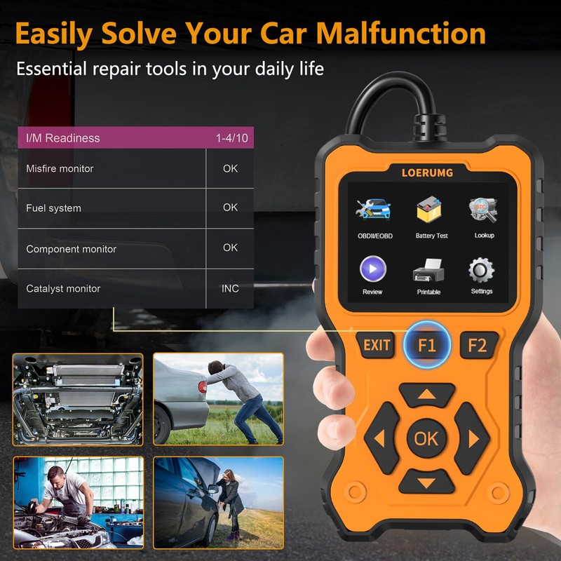 LOERUMG OBD2 Scanner Diagnostic Tool, Enhanced Check Engine Code Reader,