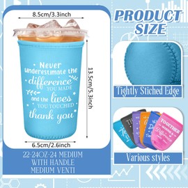 SiliFine 24 Pcs Christmas Employee Appreciation Gifts Bulk Iced Coffee Sleeve Bulk for Iced & Hot Drinks Cold Beverage Cooler Thank You Present for Staff Coworker Xmas Party Favor(Light Color)