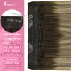 YoungSee Wire Extensions Human Hair Brown Ombre Invisible Wire Real