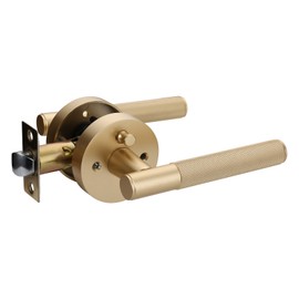 Litlheim Privacy Knurled Brass Door Handle - Durable, Stylish Interior Lever for Bedrooms & Bathrooms - Modern Design & Functionality