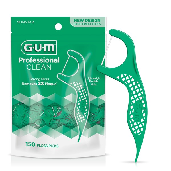 GUM Professional Clean Floss Picks - Extra Strong Shred-Resistant Floss,