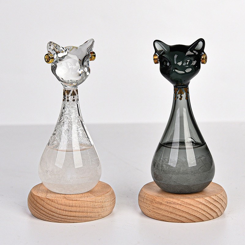 Weather Predictor Cat Bottle Black Ergonomic Rugged Glass Weather Predictor