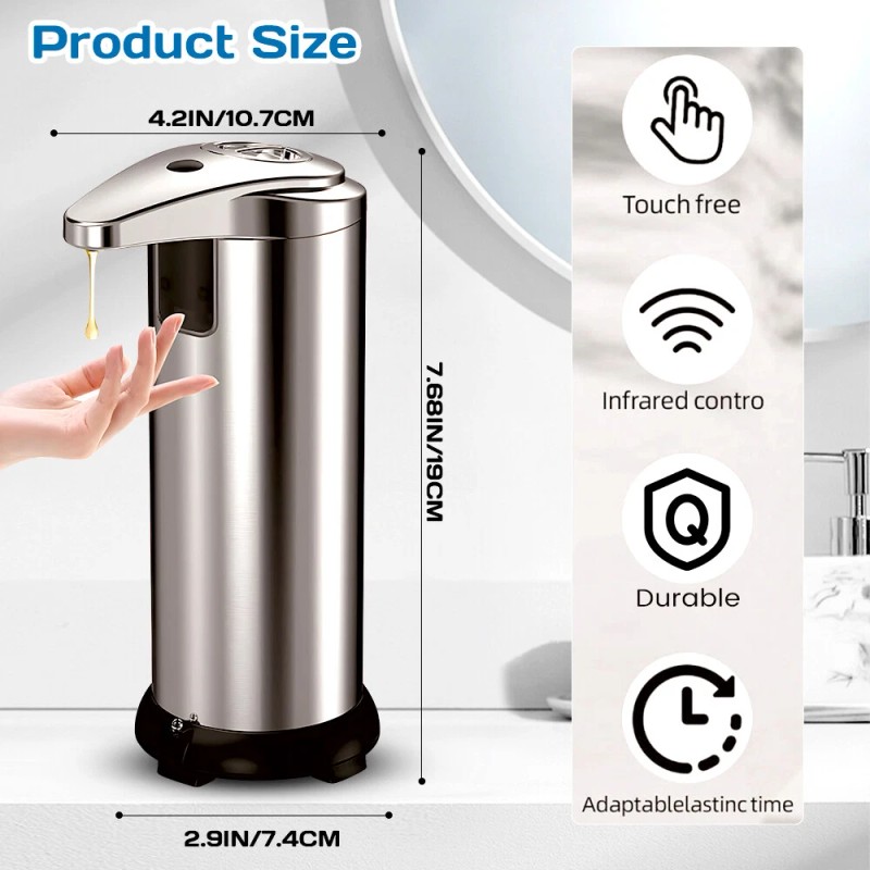 Unbranded Touch-Free Rechargeable Soap Pump Dispenser Auto Handfree Sensor Stainless