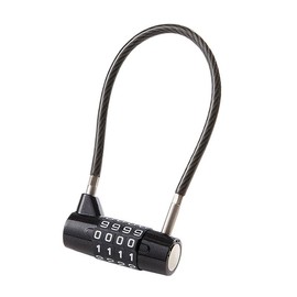 4 Digit Combination Padlock, 6.9 Inch Long Shackle Cable Lock with 4-Digit Resettable Combination, Waterproof Steel Padlock for Outdoor Fence, Gym, School Locker, Suitcase Bag, Bike Security