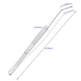 FOCMKEAS 6.3 Inch 304 Stainless Steel Tweezers, Curved Round Blunt Serrated Tip, Perfectly Aligned, 0.07 Inch Thickness 304 Stainless Steel, Multipurpose Daily Garden Home Lab Craft Repairing Tool
