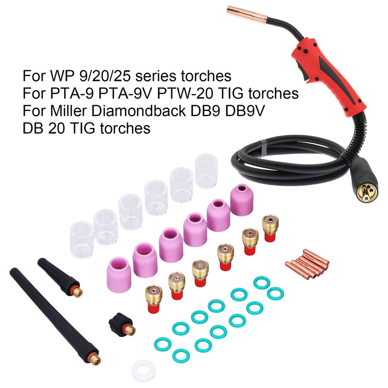 40Pcs TIG Welding Torch Accessories Kit Collet Alumina Nozzle Gas