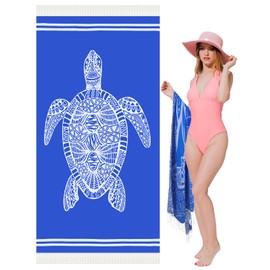 Vikumond Thin Turkish Beach Towel Lightweight Soft Cotton Extra Large XL Oversized Sand Free Sandproof Absorbent Quick Dry Towels Cloud Bath Pool Travel Compact Essentials Accessories for Adult Gifts