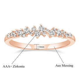 Titaniumcentral Women's Ring Slim Simple Rose Gold Silver Cubic Zirconia Engagement Rings Wedding Rings Partner Rings, Brass, Cubic Zirconia