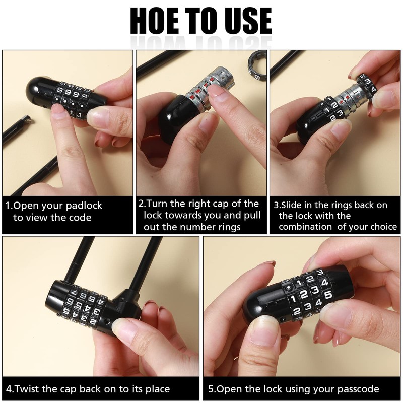 Shimeyao 4 Pieces 6 Inch Long Shackle Combination Lock 4