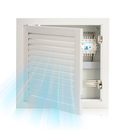 13.5 x 13.5 inch - Access Doors - Access Panel for Drywall with Push-Button Switch - Access Panel with Vent - Aluminum Alloy - White - Good Ventilation - Inside Dimensions: 12 x 12 inch