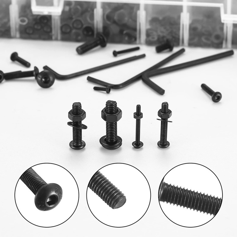 1225pcs M2 M3 M4 M5 Hexagon Socket Screws, Bolts, Nuts,