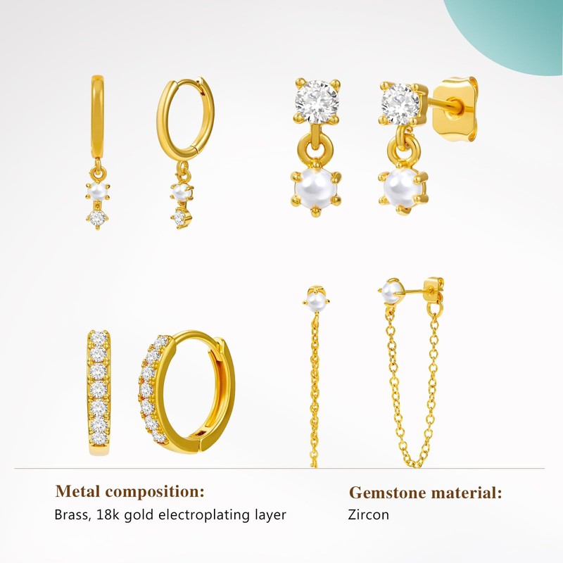 Cicy Bell Dangle Chain Earrings 18k Gold Plated pearl Earrings