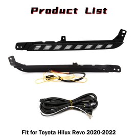 AFOGGEST Daytime Running Light For Toyota Hilux Revo 2020 2021 2022 2023 Dynamic Turn Signal Lamp For Hilux Rocco LED Light Bar with Wire Harness