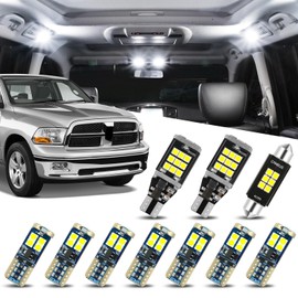 Auto Dynasty 10 Pieces 12V 5500K Interior Car Dome Map Cargo License Plate LED Light Bulbs Kit Compatible with Ram 1500 2500 3500 2019-2024 (2009-2024 (Classic))