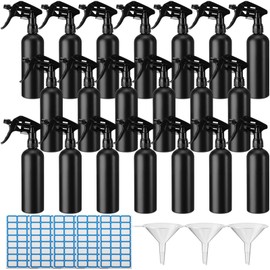Eccliy 20 Pack 16 Oz Empty Spray Bottles for Cleaning, Leak Proof Spray Bottles with Measurements and Adjustable Nozzle for Cleaning Commercial Supplies(Matte Round,Black)